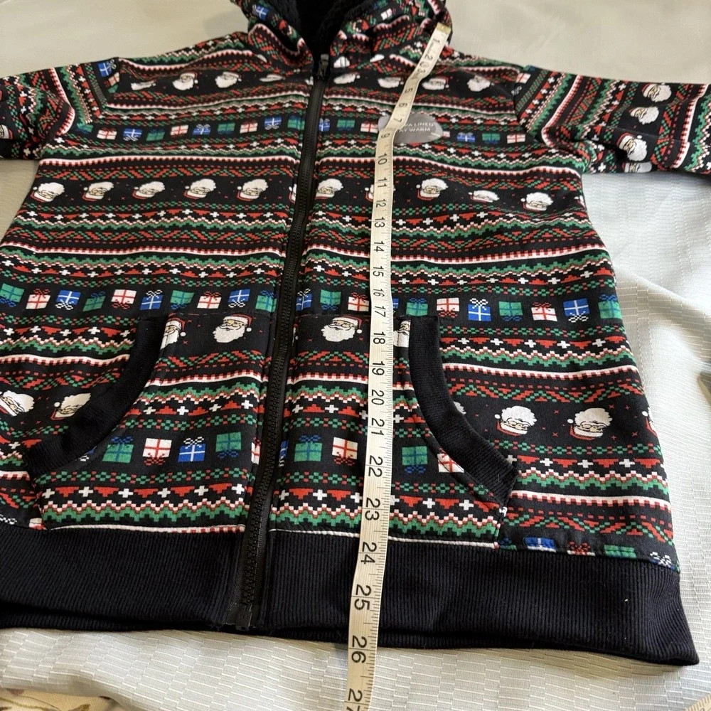 Berkley Jensen Christmas Hoodie Jacket Juniors Sz 14-16 Santa Cozy Plush Lined